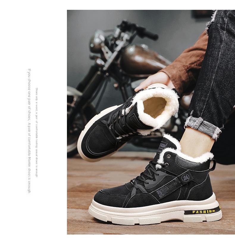 Men's Velvet-Lined High-Top Snow Boots - Warm Outdoor Winter Sports Martin Boots