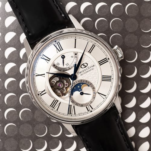 Orient Star M45 F7 Automatic Watch with Mechanical Moon Phase, Open Heart, RK-AY0101S, Men's, White, Made In Japan, with a 2-Year Manufacturer's Warra