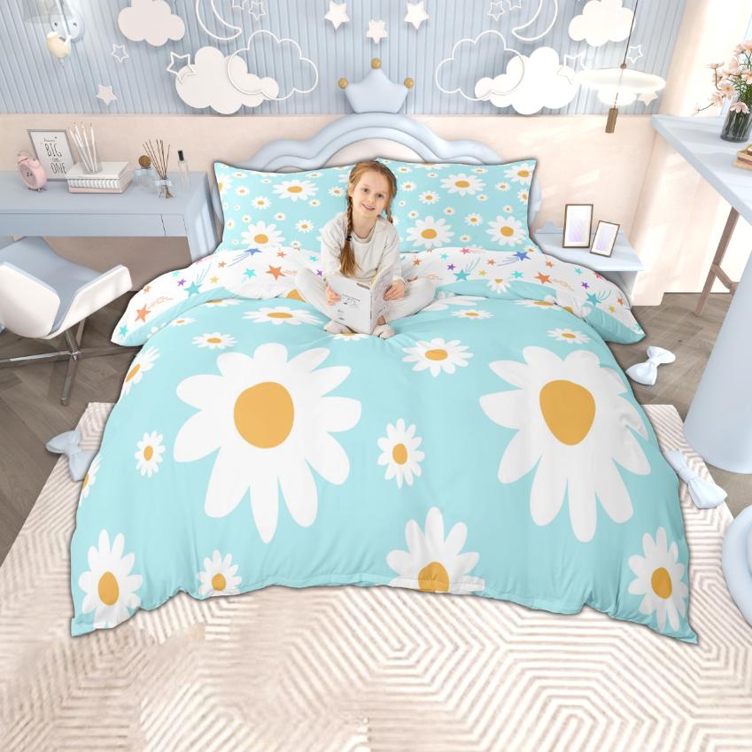Homewish Vintage Floral Duvet Cover Set for Girls Women, Garden Flower Bedding Set, Chic Blossoms Quilt Cover Set