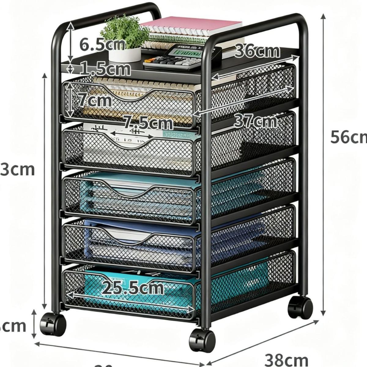 Mobile Metal Filing Cabinet with Drawers
