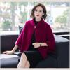 Autumn and Winter Warm Little Cloak Fashionable and Versatile Cape Jacket Women's Round Neck Embroidered Top