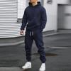 Autumn and winter new men's hooded sweater set solid color sports and leisure set hoodie two-piece set