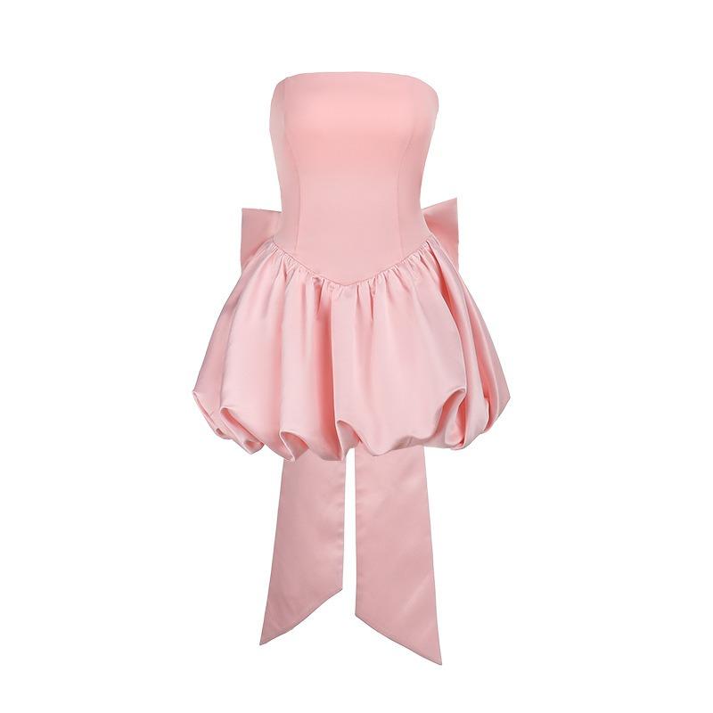 Full Bow Tube Top Skirt Short Skirt, Sexy Strap Split Evening Dress Dress Women