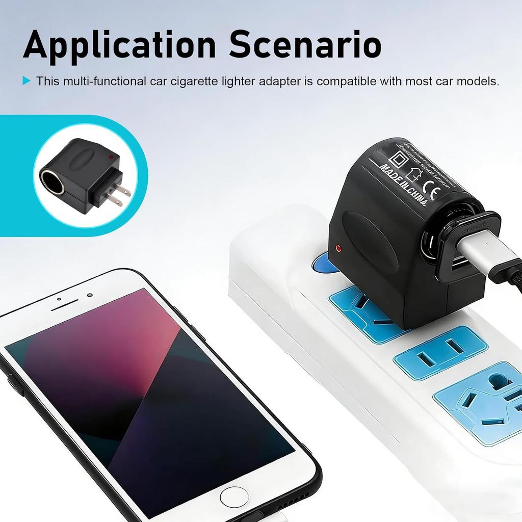 Convertitore di Alimentazione AC-DC Universale, Adattatore Presa Accendisigari Auto 220 V a 12 V, Trasformatore con Spina a Muro per Uso Domestico, Inverter di Alimentazione Plug and Play