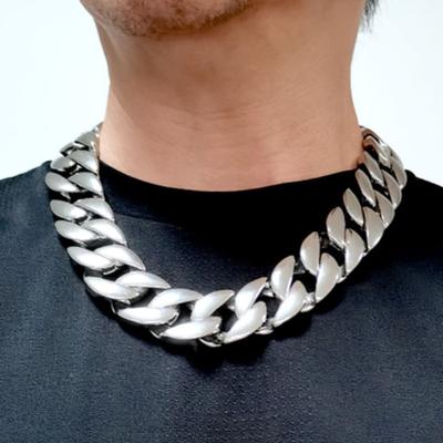 316L Stainless Steel Polished Curb 24mm Band Solid Heavy Long Chain Necklace Jewelry N344