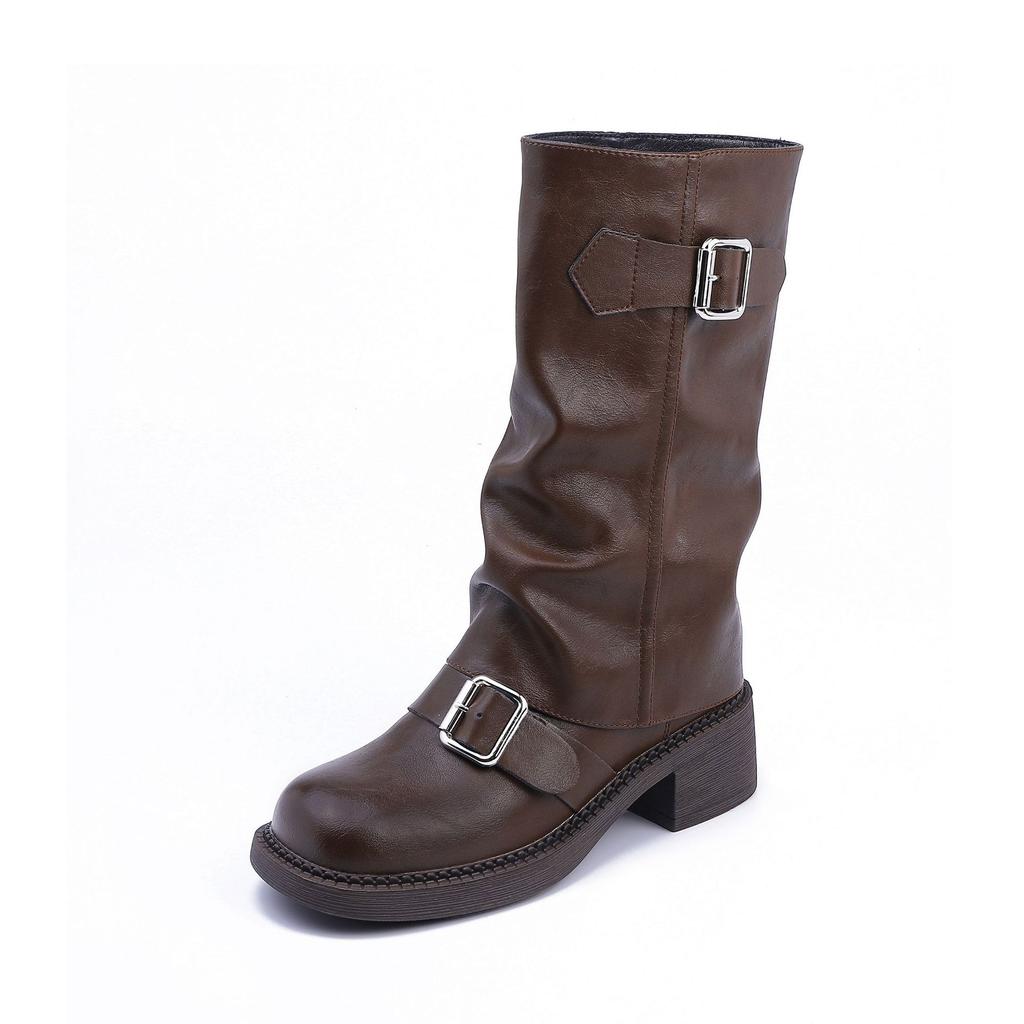 Korean new sleeve trousers boots belt buckle fashionable outer wear fashion boots long tube but knee thick sole heightening boots
