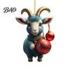 Chinese Zodiac Acrylic Charms 2D Goat Christmas Hanging Ornament, 3.15 Inch Farm Animal Xmas Tree Durable Decorative Boards Decoration for Car