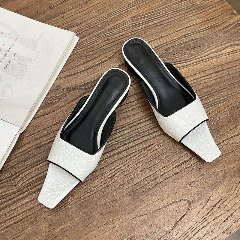 

Fashion Fashion Square Toe Ladies Flats Slippers Sandals Shoes Casual Female Summer Beach Luxury Women Flats Slides Slippers Shoes 35 бежевый