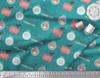 Soimoi Grey Japan Crepe Satin Fabric Bird,Stripe & Baubles Christmas Print Fabric by the metre 42 Inch
