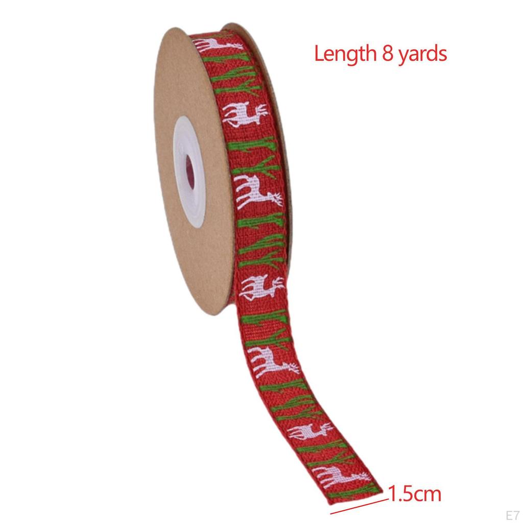 8 Yard Christmas Ribbon DIY Classic Width 1.5cm Portable Xmas Decor Gift Wrapping for