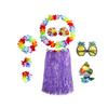 Party Decoration Necklace Garland Wristbands Fancy Dress Headband Hawaiian Hula Skirt Set Costume