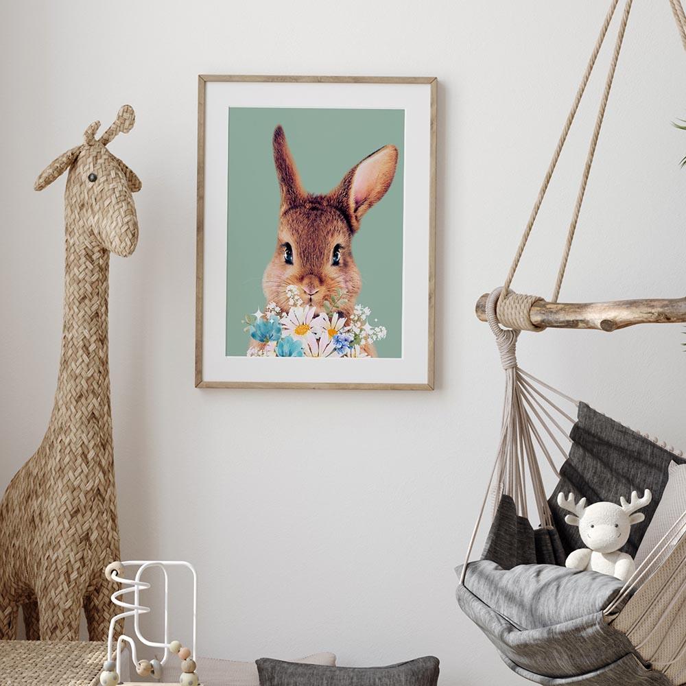 Modern Kids Room Decor Painting Childrens Wall Art Canvas Poster Bunny Prints Pictures Rabbit Lover Gift Nursery Decoration
