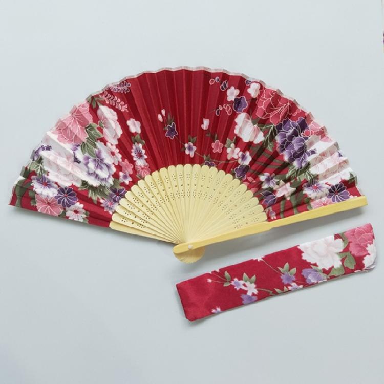 Folding Hand Fan for Women Chinese Japanese Floral Bamboo Hand Fans with Bag Set