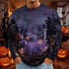 Men's Halloween Print Round Neck Long Sleeve T-Shirt