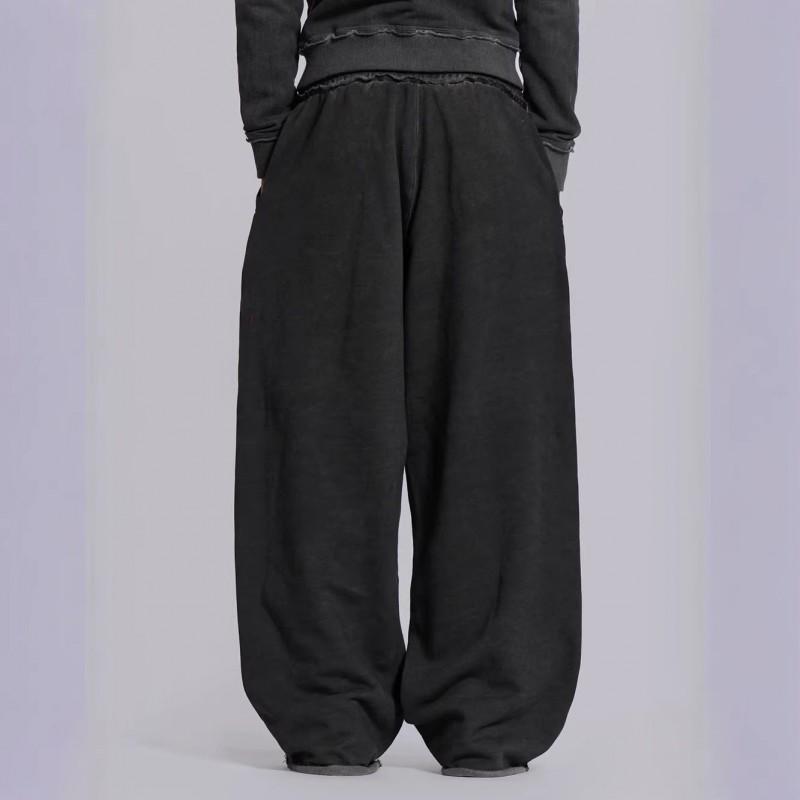 Mens High-Waisted Wide-Leg Cotton Jogger Pants Loose Fit Casual Sport Trousers Streetwear
