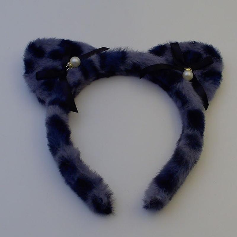 Faixa de Cabelo com Orelhas de Gato Estampa de Leopardo para Mulheres e Meninas Fantasia Aro de Cabelo Festival de Música Festa de Feriado Adereços de Maquiagem Faixa de Cabelo