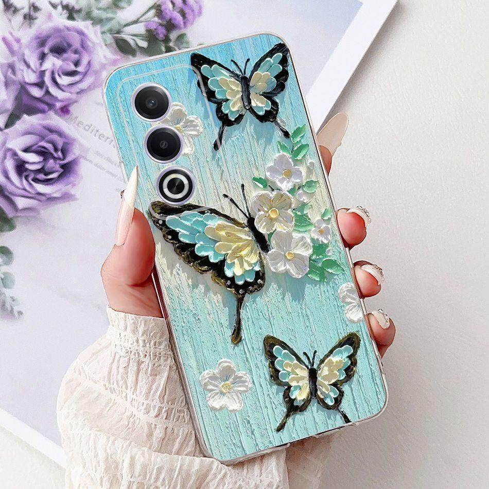 For OPPO A3 Pro A80 CPH2639 Elegant Floral Cat Printed Phone Case For Oppo  A80 A3 Pro 5G Global Soft Silicone TPU Cases