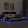 Bed Frame with Headboard Black Oak Effect 200 x 200 cm