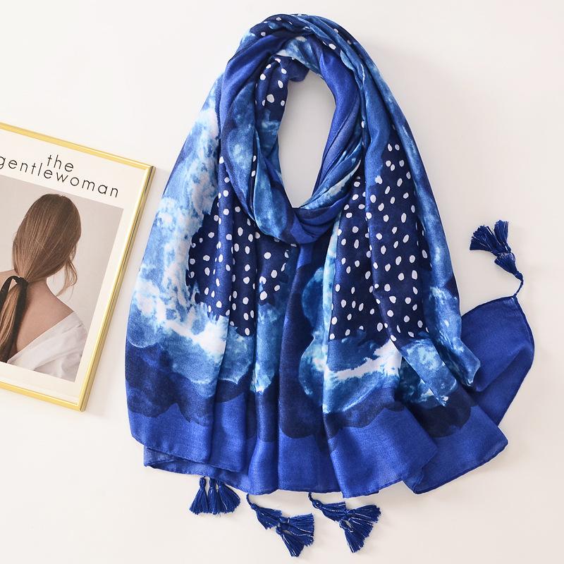 Women Luxury Brand Viscose Scarf Butterfly Floral Tassel Shawls Autumn Winter Wrap Pashmina Stole Muslim Hijab Sjaal 180*90Cm