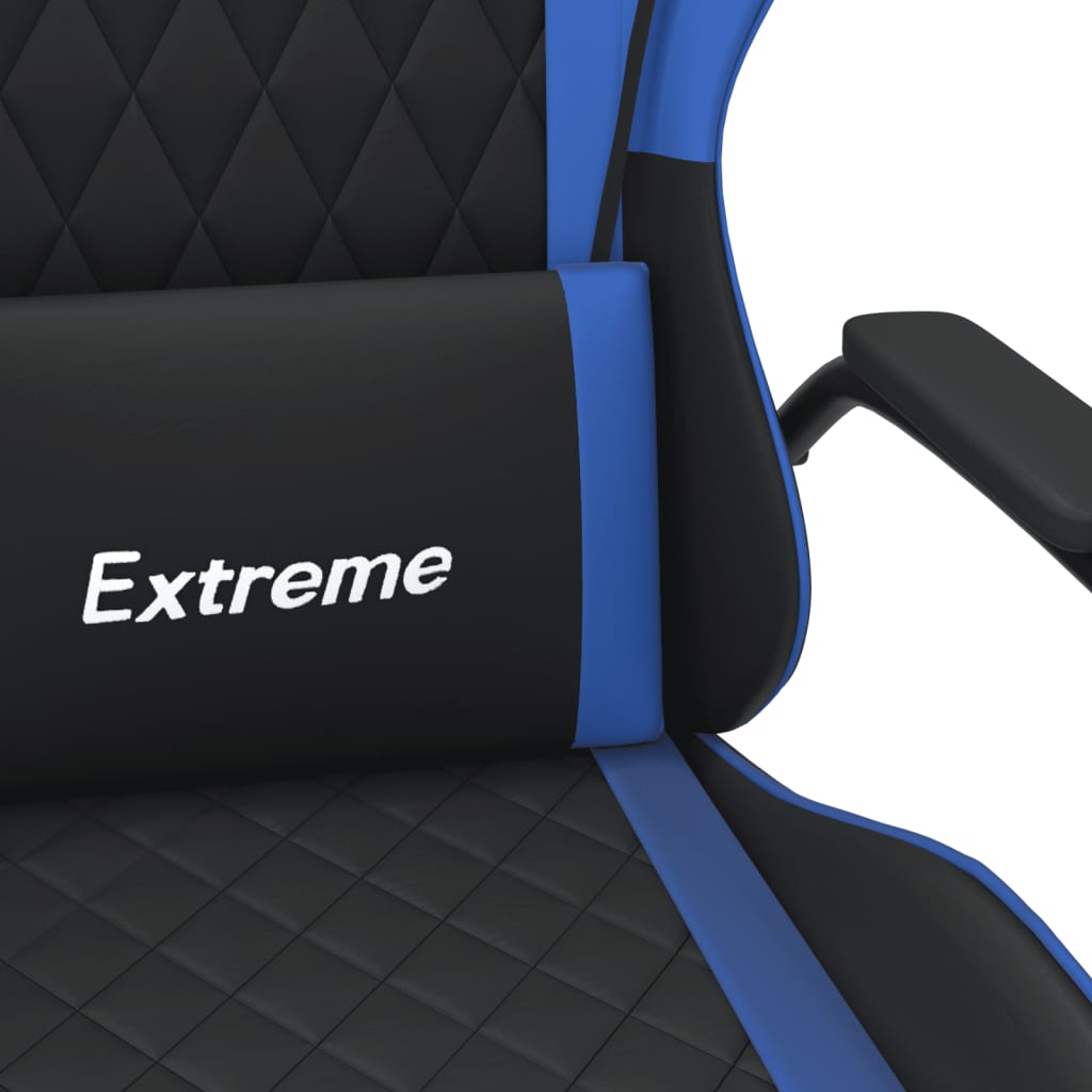 Gaming Chair with Massage Function Black and Blue Artificial Leather