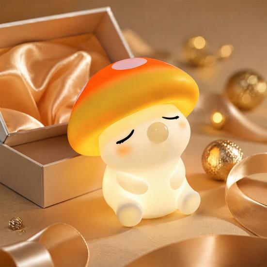 Rechargeable Silicone Night Light Mushroom Light, Squishy Touch Nursery Lamp, Warm White & RGB Color?Changing Colorful Lamp 2 Modes, USB Bedside