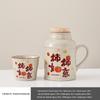 Ru Kiln Ceramic Insulated Teapot Set: Mute Thermos Pot with Teacup and Lid, Large Capacity, Chinese Style Office Cup.