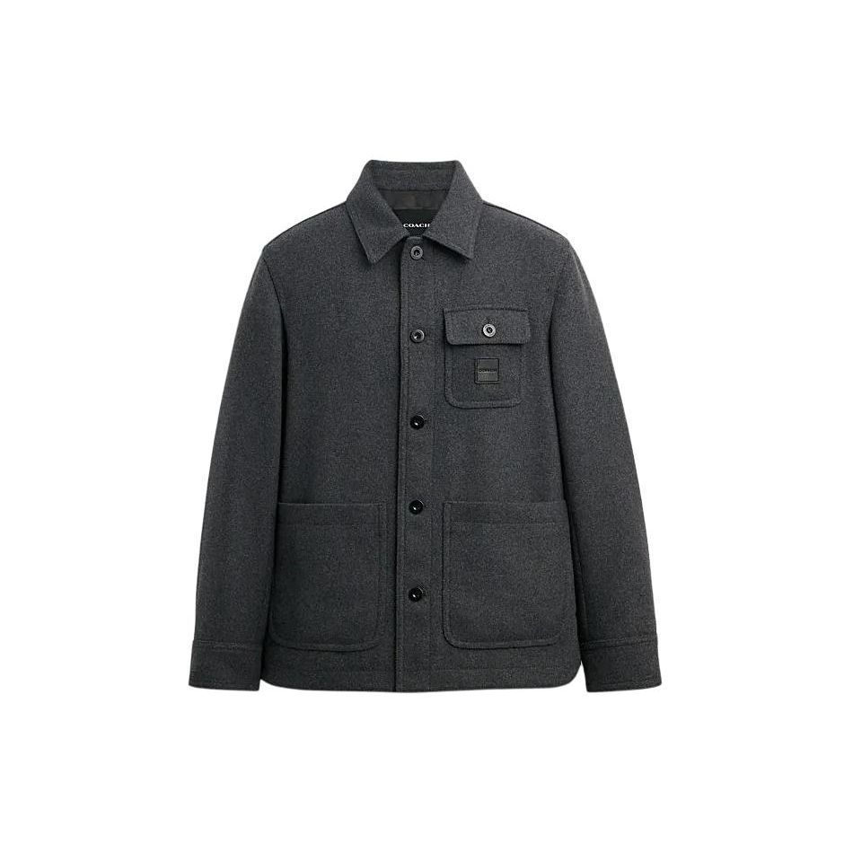 

Coach Solid Color Lapel Single-Breasted Pocket Long Sleeve Jacket Men jackets Charcoal CN942-CHR L