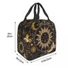 Boho Golden Crescent Moon And Sun Witch Insulated Lunch Bag for Women Children Portable Food Boxes Thermal Lunch Box Tote