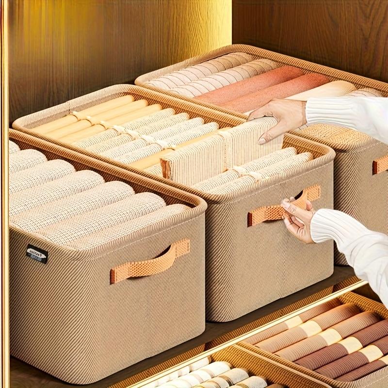 4pcs Portable Fabric Storage Organizer - Foldable Multi-Purpose Organizer with Double Handles, Durable Plastic Frame