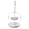Metal Hanging Bird Feeder Heart Shaped Dual Tray Outdoor Garden Decoration for Wild Birds Squirrel Resistant Design for Yard Patio Balcony Use