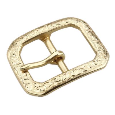 Kokoungkuan Handmade Designer Engraved Brass Belt 40mm for Hobbies and Sewing Buckle, Wide,