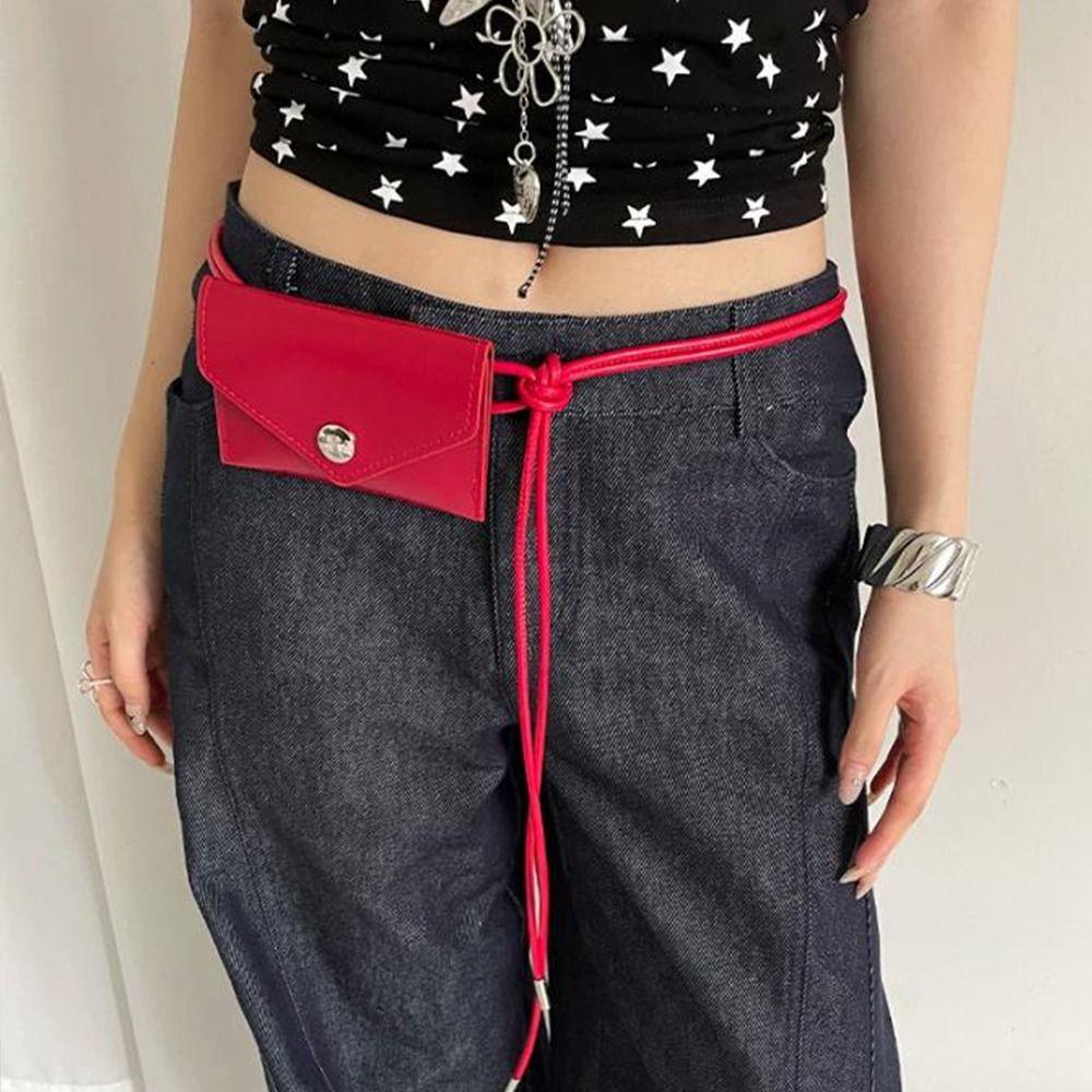 Vintage Envelop Waist Rope Y2k Dress Jeans Belt Fashionable Leather Waist Bag  Waist Belt