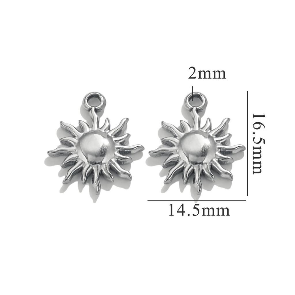 5pcs Sun 304 Stainless Steel Charms Cute Flower Crown Pendant Exquisite Compact Pendant Necklace Jewelry Accessories 14mm X 10mm