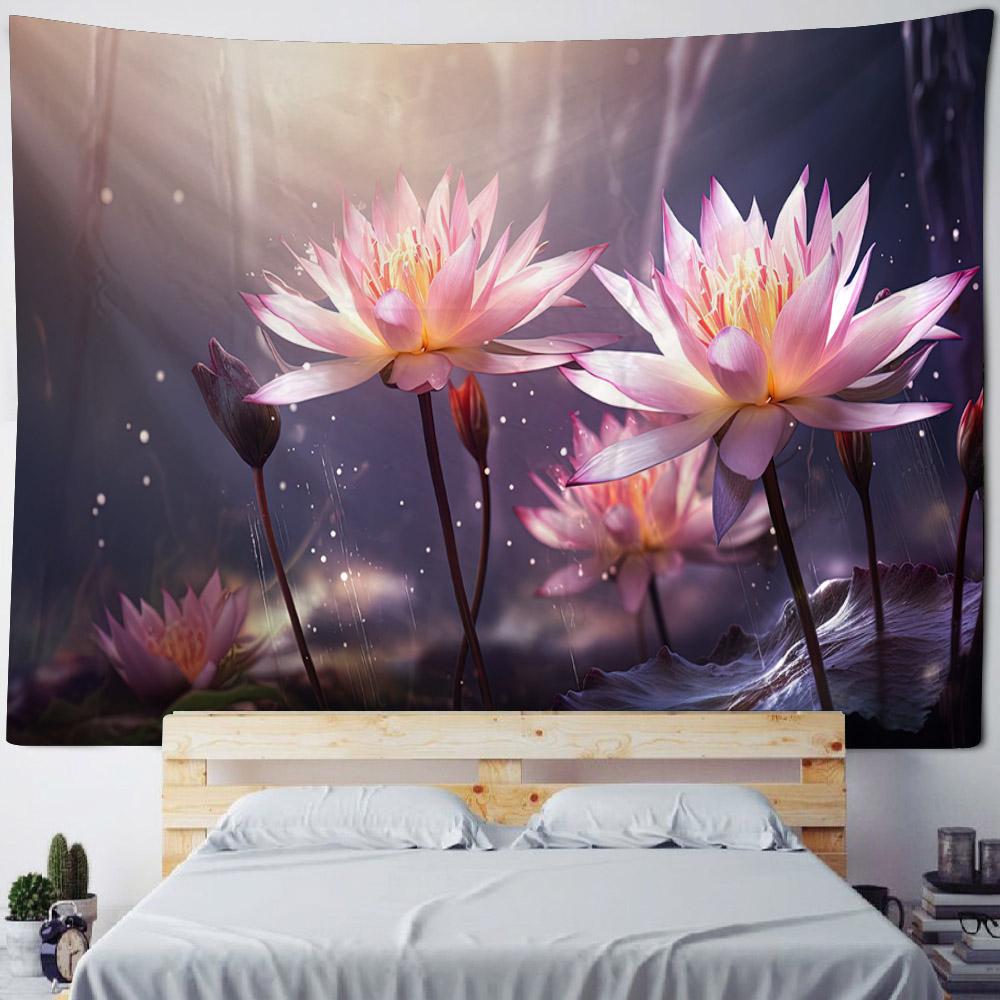 Beautiful Lotus Tapestry, Dreamy Landscape, Wall Hanging Cloth, Hippie Home Wall Art Decoration, Office And Living Room Tapestry