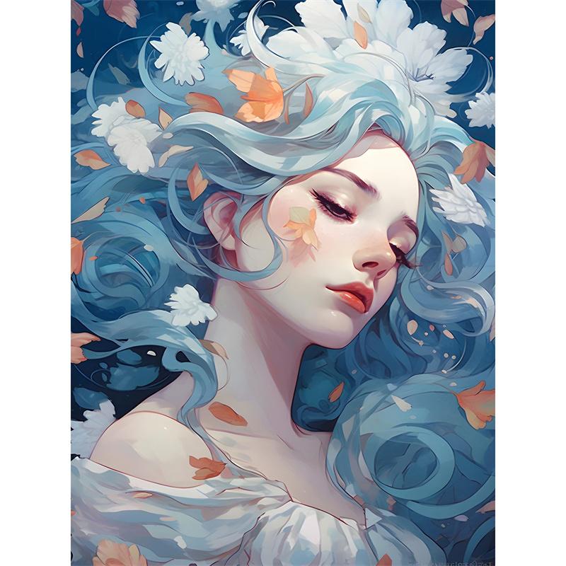 Pictură cu diamant DIY, cal și fată, kit cu punct de cruce, artă mozaic, pictură cu diamant, cerc complet/pătrat, decorare a casei cu diamant