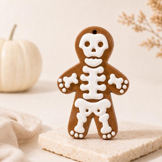 Yousheng Skeleton Gingerbread Man Hanging Ornaments, Halloween Resin Decorations, Creative Hanging Pendant for Christmas Tree Wall Door Party Decor