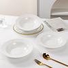 Set of 4 Plates: Dinner, Straw Hat, Deep Soup, 8-Inch Round, for Household, Tableware, Fruit, and Rice.