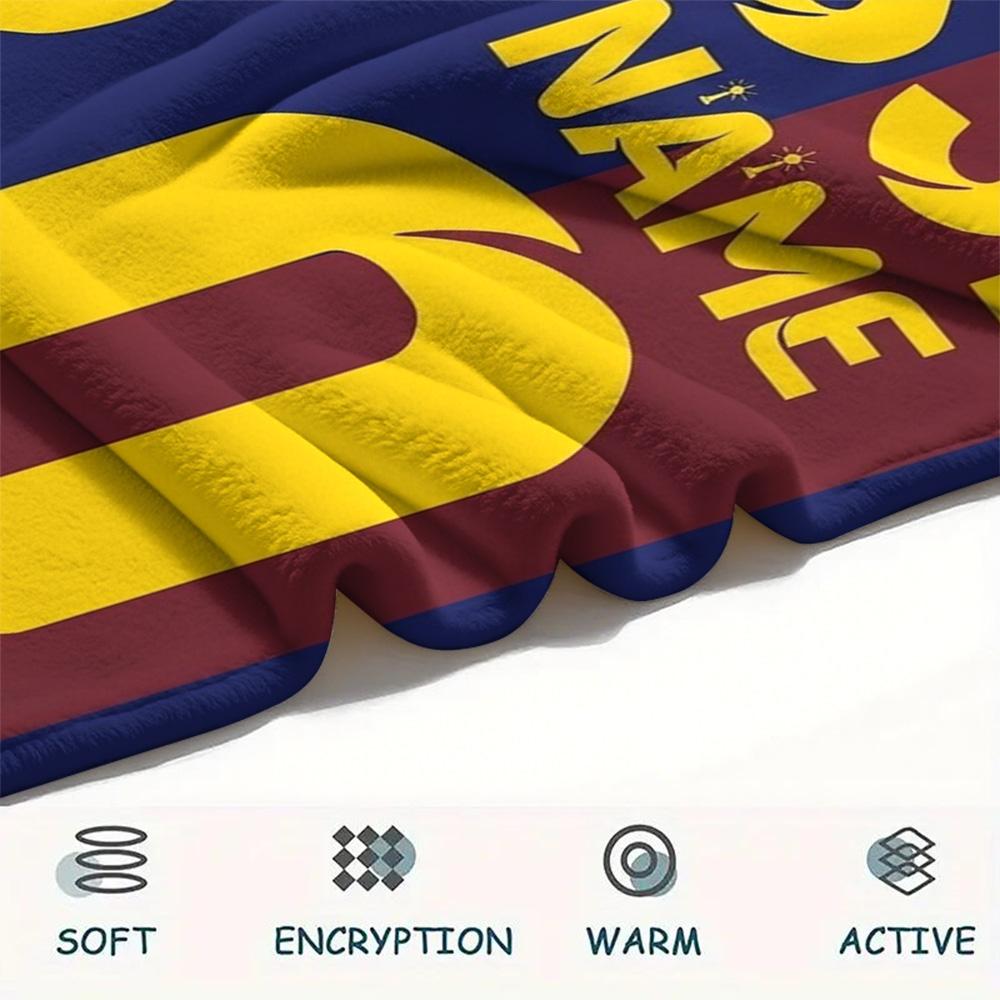 1PC Messi Fan Artwork Custom Name Patterned Flannel Blanket Suitable For All Seasons For Home Decor Warmth And Comfort Gifts Holiday Present