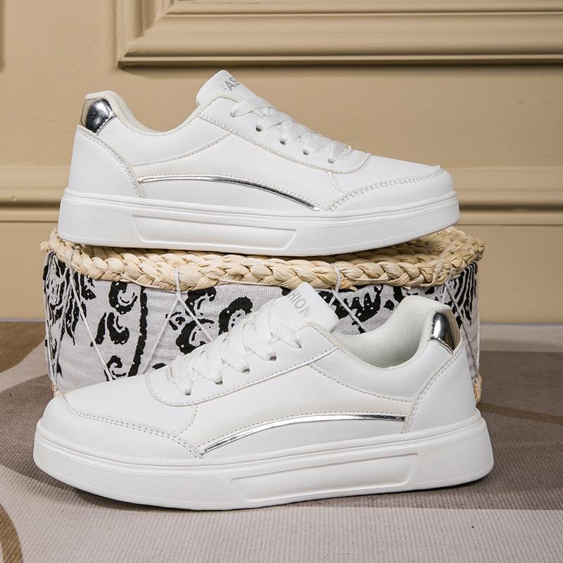 Leather Hot Sell Women Shoes Ladies Casual Skateboard Sneakers For Women Tennis Walking Trend Casual Shoe Italian White