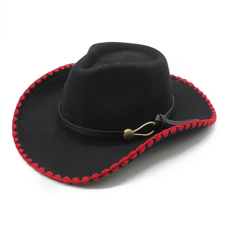 Wool Hat Hemmed Men'S And Women'S Jazz Top Hat Retro Western Cowboy Hat