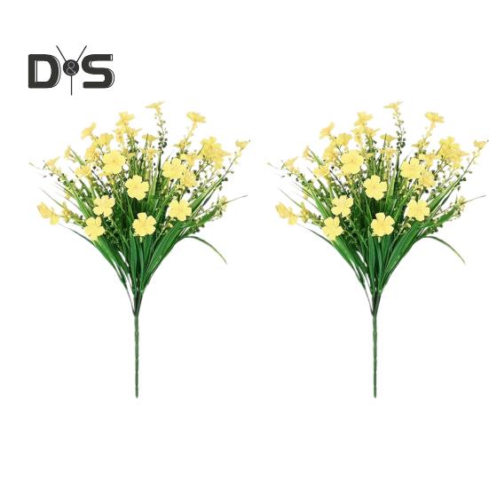 2 Pcs Artificial Flowers Bundle UV-Resistant Faux Plants Non-fading Fake Flowers for Home Vase Basket Window Box Outdoor Decoration