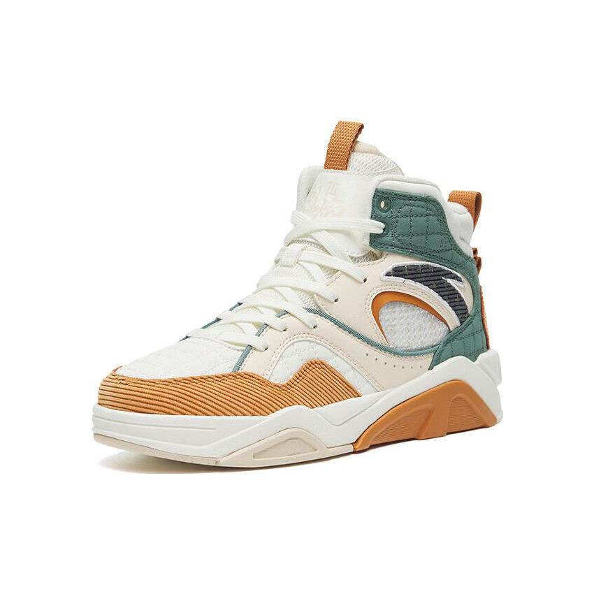 New Anta Flame 3.0 Anti Slip Wear Resistant High Top Skateboard Shoes Women's White Orange Green 122248088-5