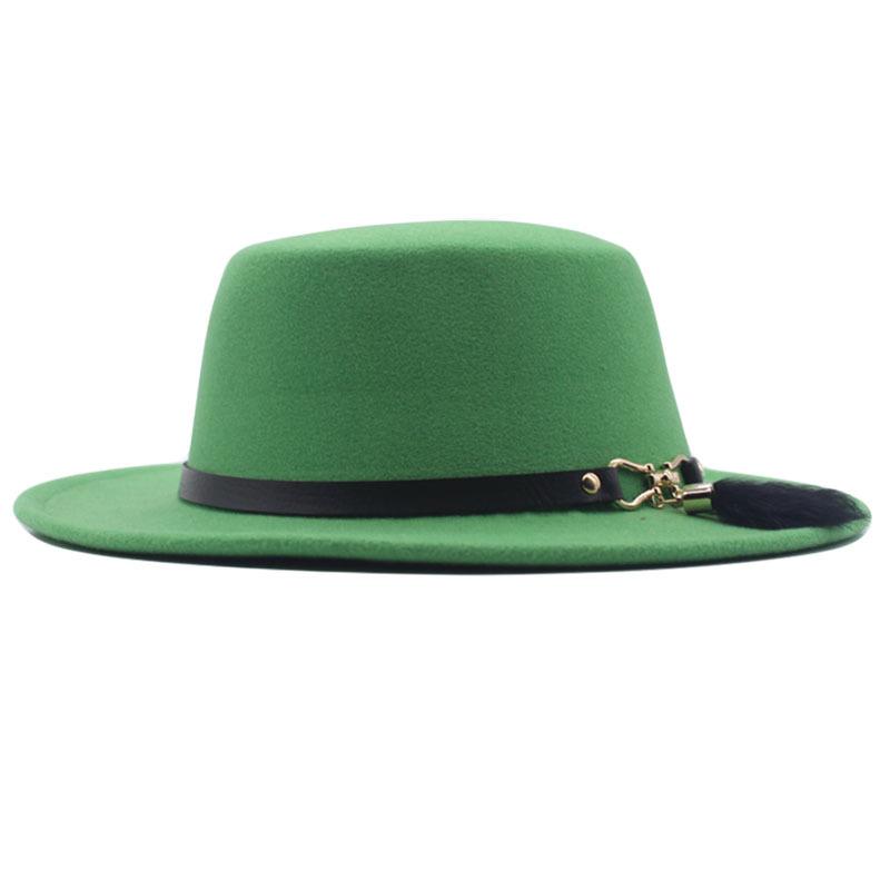 Nouveau chapeau haut de forme à dessus plat pour l'automne et l'hiver, accessoires en fourrure de lapin, chapeau en laine, chapeau panama jazz, chapeau en feutre à larges bords
