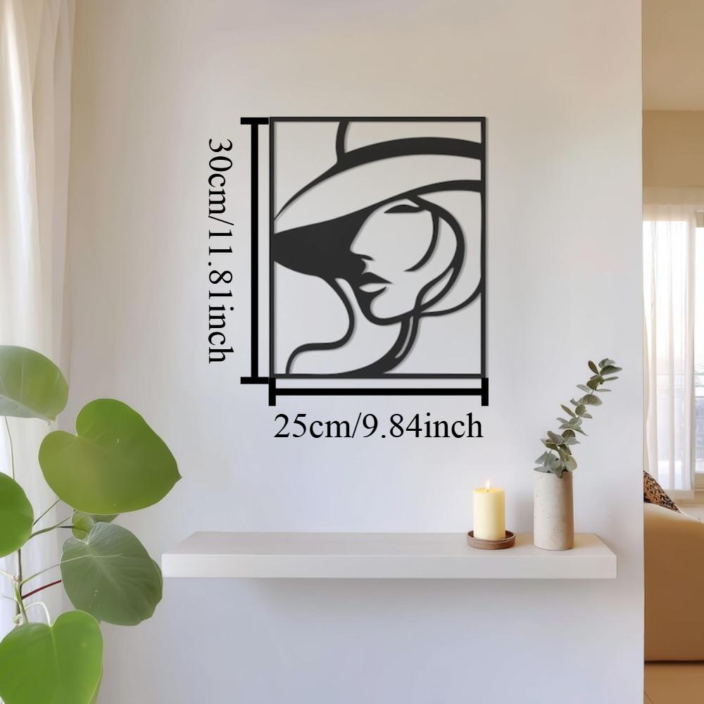 Modern Metal Woman Face Wall Art Sculpture Elegant Female Line Decor Panel Feminine Room Accent Home Gift 12in чёрный
