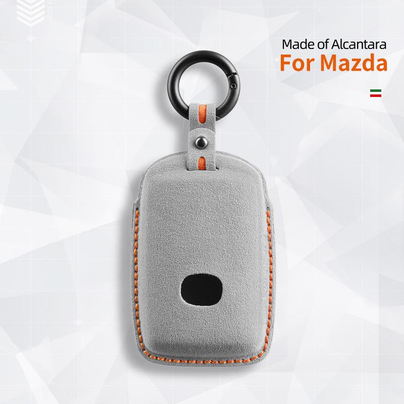 Car Key Case for Mazda 3 6 CX30 CX50 CX60 CX5 CX8 CX9 MX30 Cover Shell Suede Alcantara Keychain 4 Buttons Protector Accessories