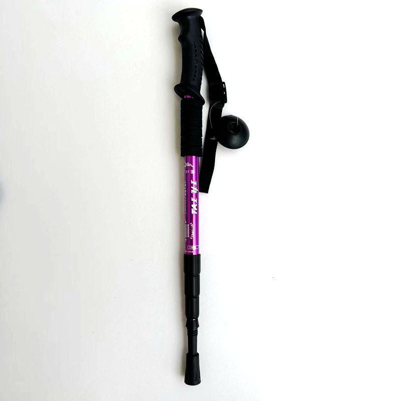 Ultra-Light Aluminum Alloy Mountaineering Trekking Pole with Shock-Absorbing Technology - Curved and Straight Handle, Telescopic Crutch