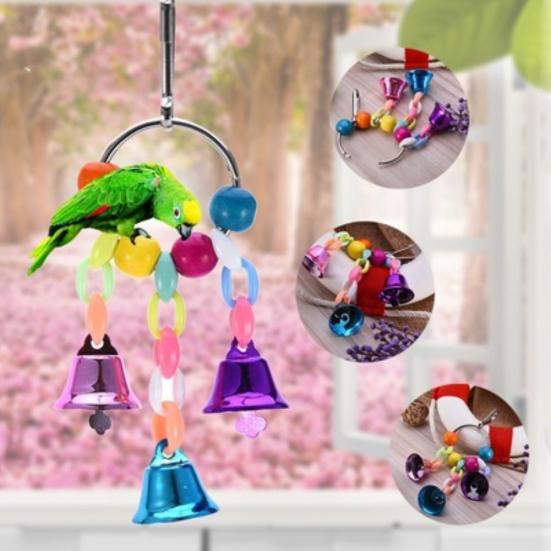 Pet Bird Bell String Chain Parrot Bite Zabawka do żucia Wisząca dekoracja klatki