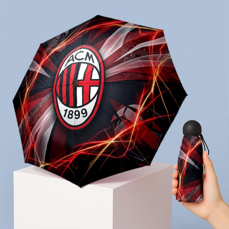 AC Milan Pattern Printed Mini 5 Folds 8 Ribs Compact Umbrella Windproof Waterproof Lightweight Portable Folding