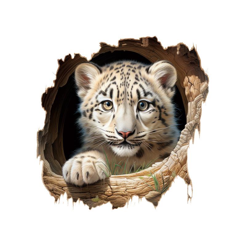

3D Leopard Animal Decal Stickers Leopard Hole Wall Stickers For Bathroom Toilet Decor
