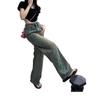 Nostalgische Retro High Waist Straight Leg Jeans für Frauen mit birnenförmigen Figuren - Lässige lockere Wide Leg Hosen in voller Länge für den Herbst.